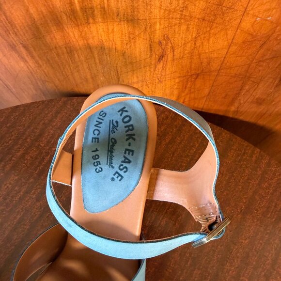 Kork Ease Women Size 10 Hutton Turquoise Leather Ankle Strap Platform Sandals - Picture 4 of 7